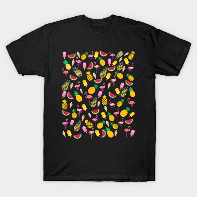 Pineapple and Flamingo Face Mask. T-Shirt by DakhaShop